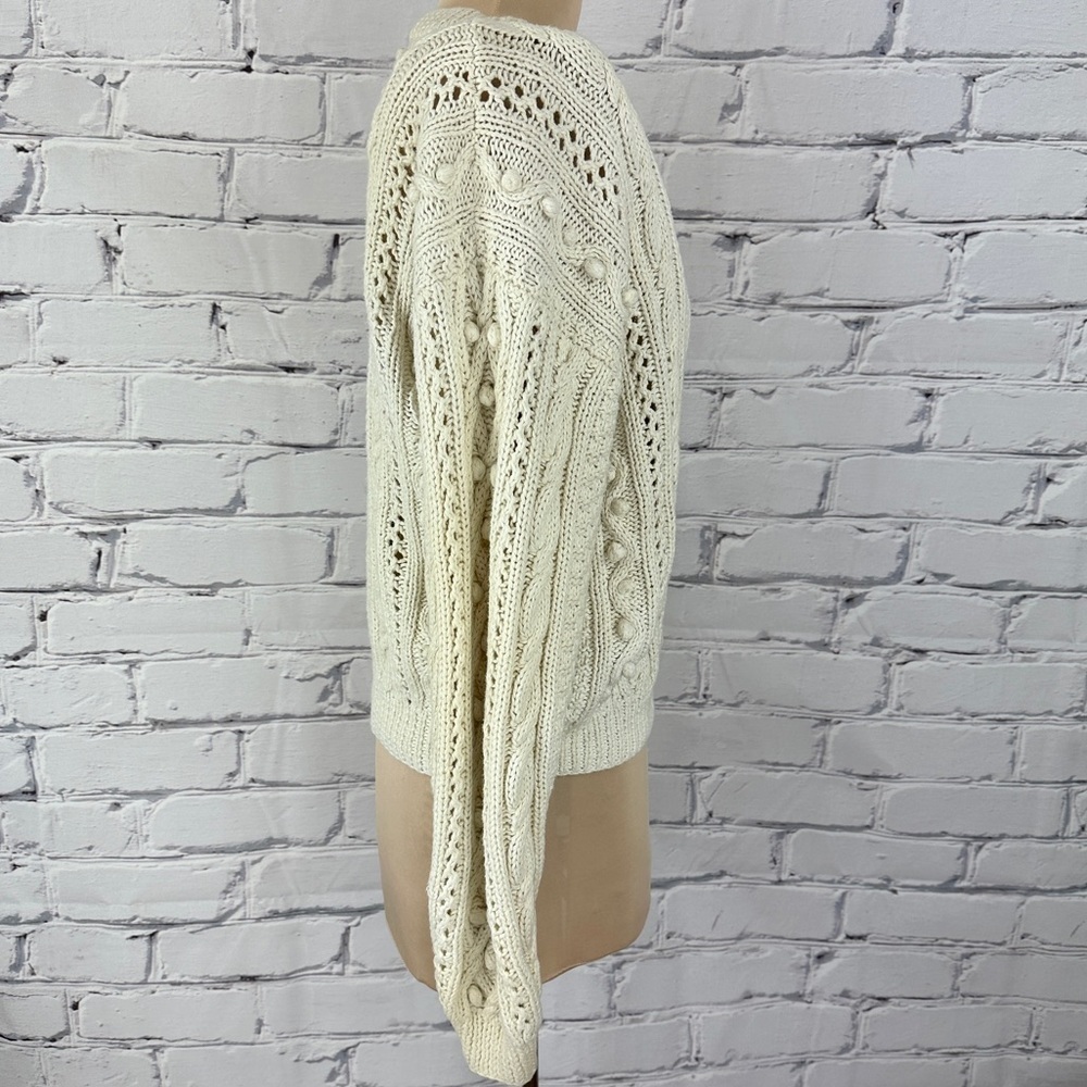 Vtg Distinction Hand Knitted Cardigan Sweater Cable Knit Med Cottagecore Granny - Picture 2 of 9